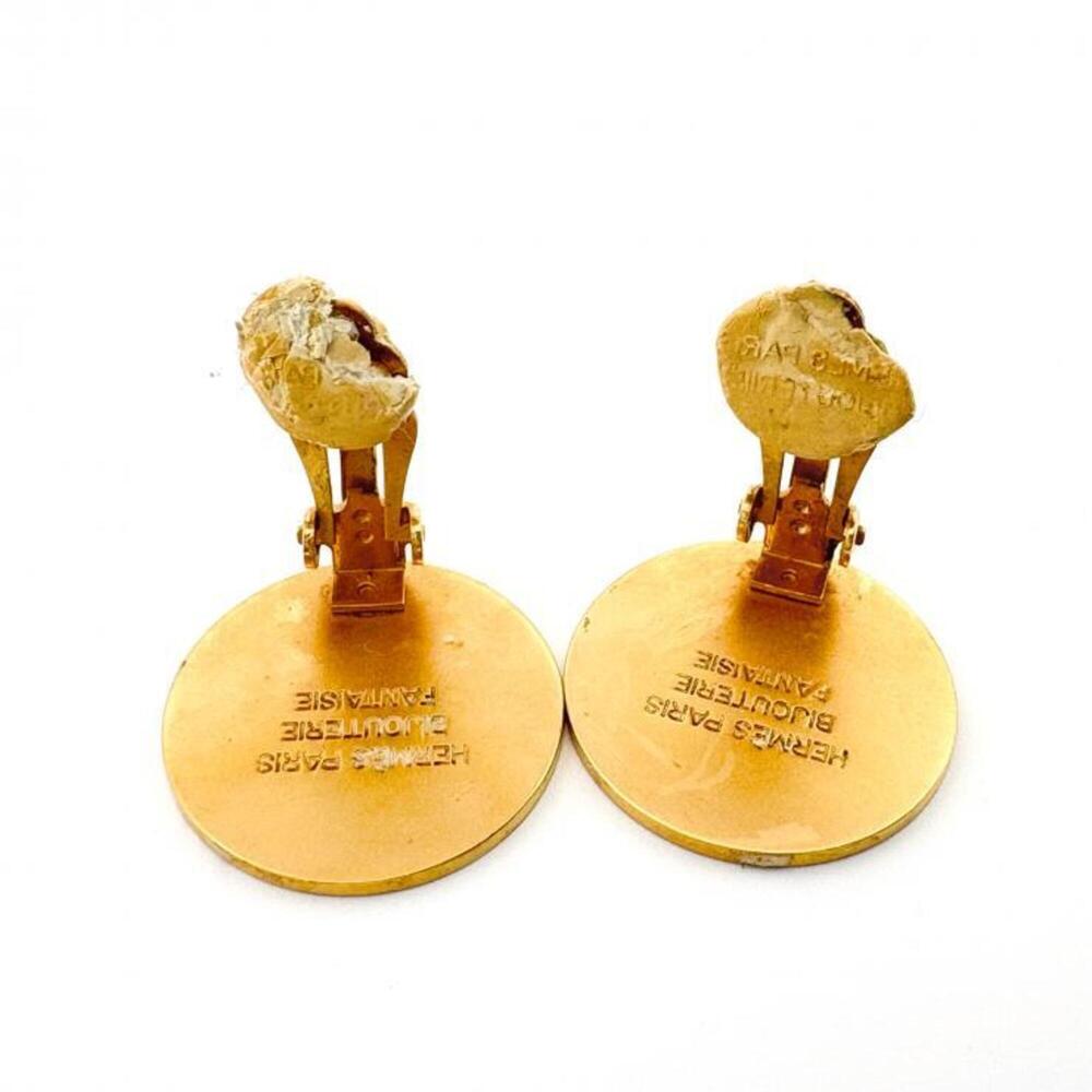 HERMES Sellier Earrings Vintage Gold Hermes - Picture 2 of 4